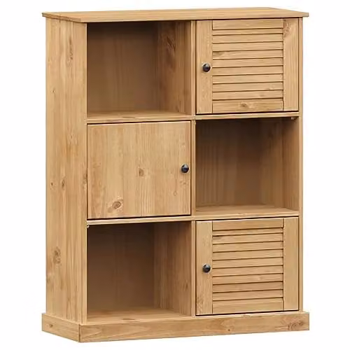 vidaXL VIGO Bookcase in Brown Waxed Solid Pine Wood, W/D/H: 90 x 35 x 114.5 cm
