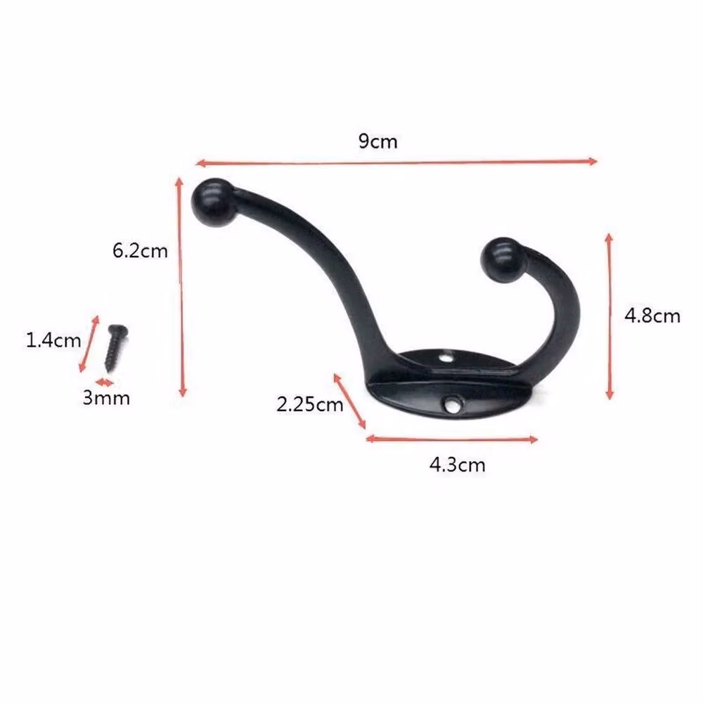 EONLION 10-Piece Black Metal Wall Mounted Coat Hooks, Length: 50 cm – 2