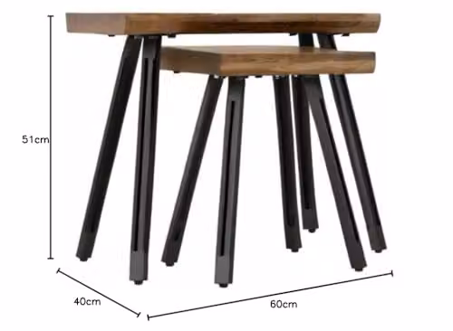 Seconique Quebec Wave Edge Nest of Tables in Brown and Black with Wood and Metal Finish – 7