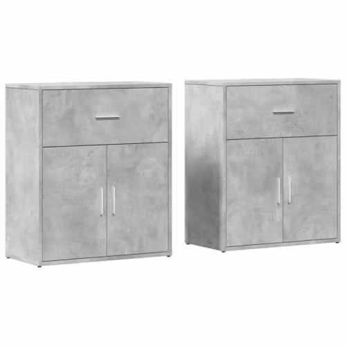 vidaXL Set of 2 Modern Sideboards in Concrete Grey, Engineered Wood, W: 60 cm, D: 31 cm, H: 70 cm
