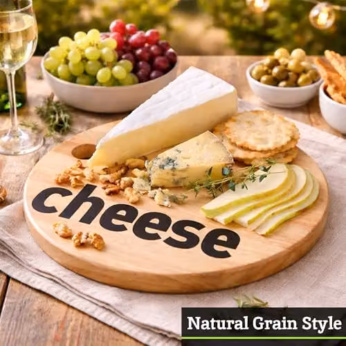 Premier Housewares Round Wooden Cheese and Wine Board Gift Set, Brown – 3