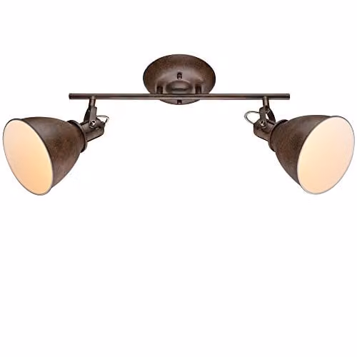 Globo Lighting Giorgio Twin Ceiling Spotlight in Brown Metal with 2x E14 Adjustable Lamps – 1