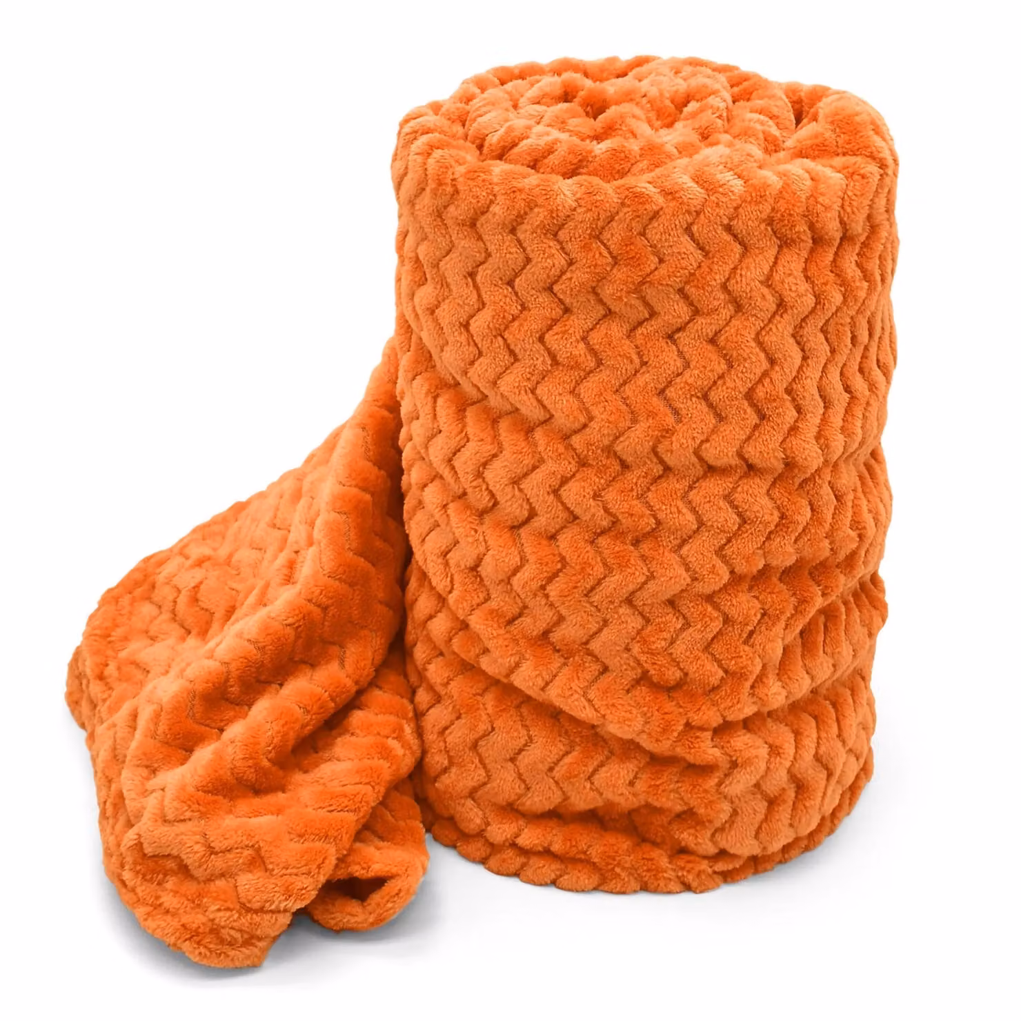Velosso Orange Chevron Plush Throw Blanket, W: 150 cm, L: 200 cm – 2