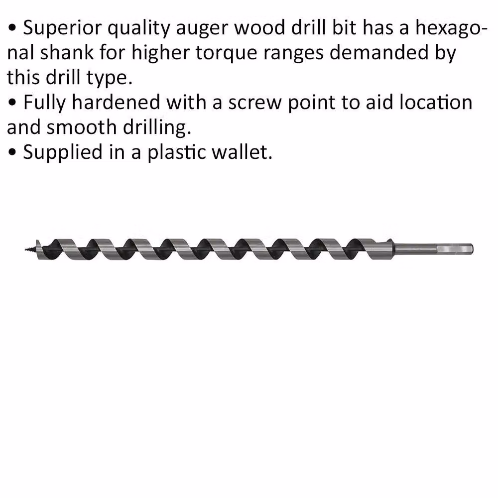 Loops Silver Hardened Auger Wood Drill Bit with Hexagonal Shank, Diameter: 22 mm, Length: 460 mm – 2
