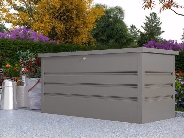 Vente-unique Tomaso Galvanised Steel Garden Storage Box in Grey, W/D/H: 132 x 62 x 61 cm – 1