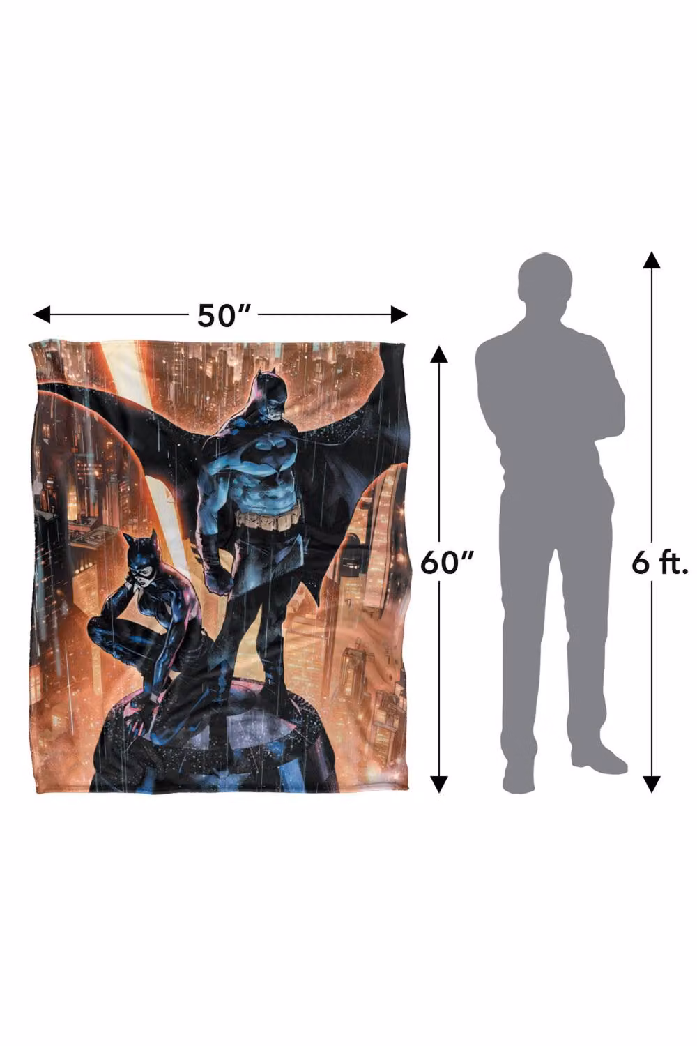 Warner Bros. Batman Catwoman Over City Super Soft Silky Touch Fleece Throw Blanket, Multicolour, W: 91.44 cm x L: 147 cm – 8