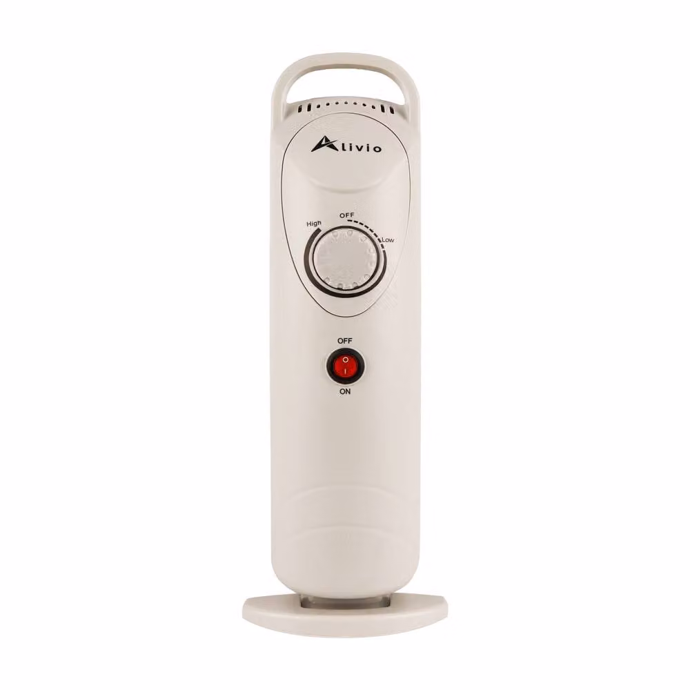 Alivio White 11-Fin Oil Filled Freestanding Radiator with Adjustable Thermostat and Overheat Protection – 2