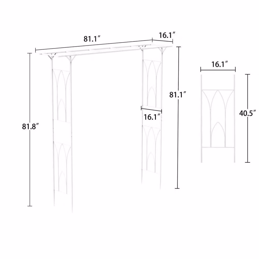 FLAVORA Heavy Duty Metal Garden Arch Trellis in White – 2