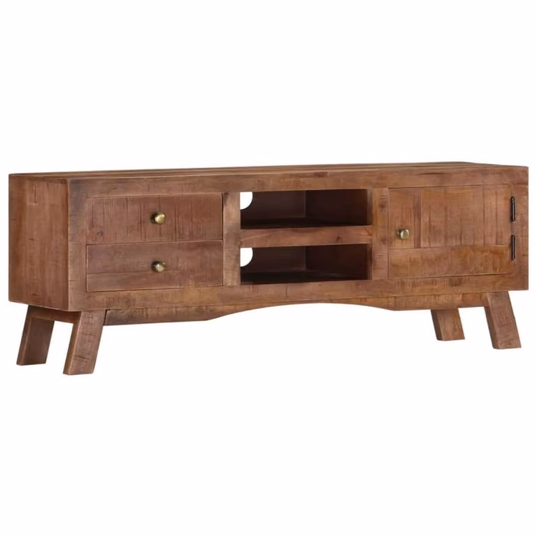Berkfield Home TV Cabinet in Brown Rough Mango Wood, W/D/H: 110 x 30 x 40 cm