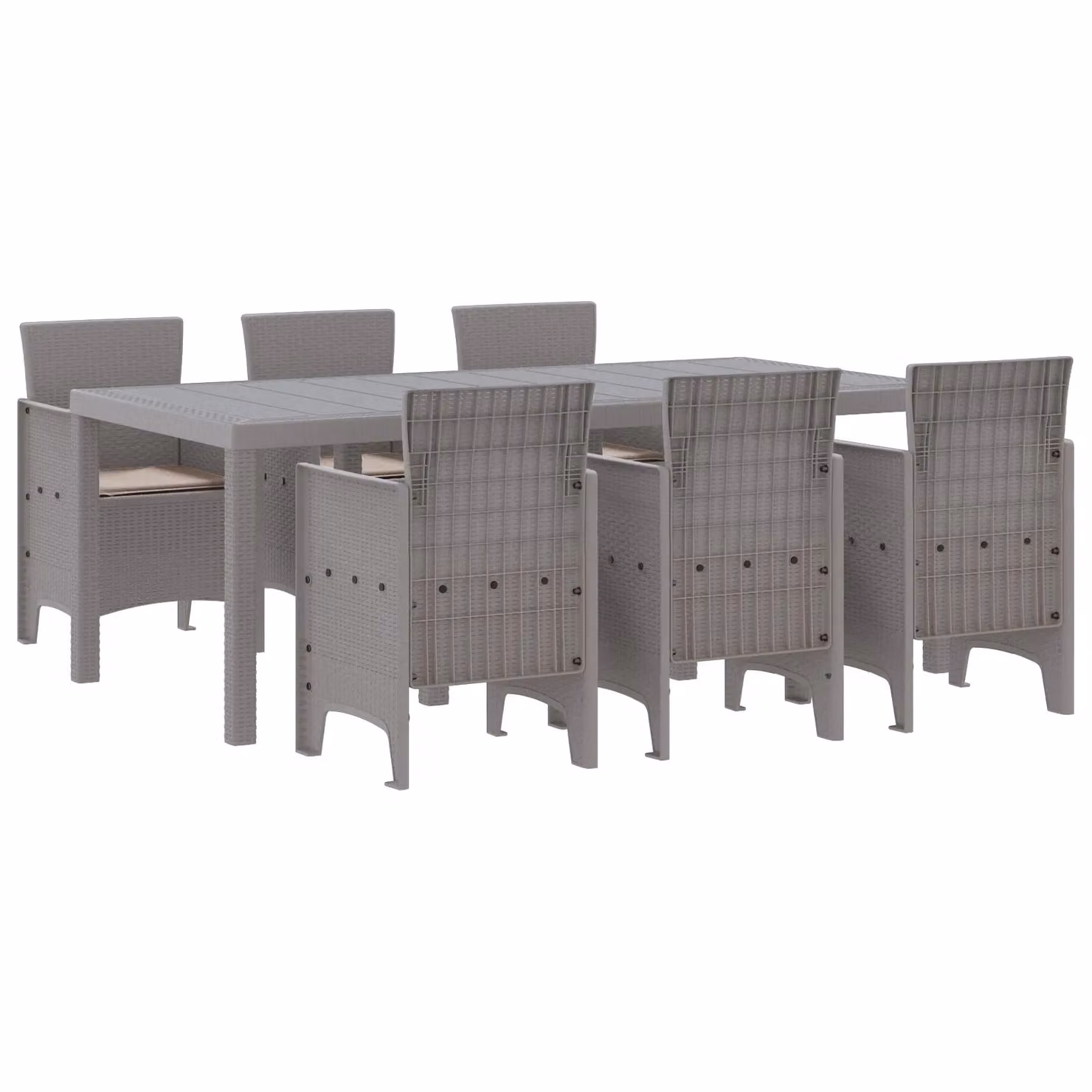 Berkfield Home 7 Piece Modern Poly Rattan Garden Dining Set with Cushions in Grey – 2