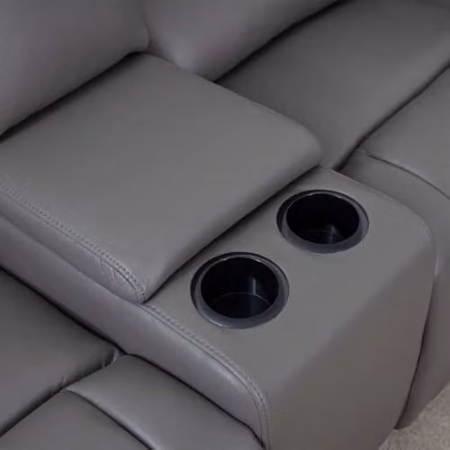 Furnishings For Less UK Oxbridge Grey 5 Seater Electric Recliner Corner Sofa with LED Lighting, USB Charging and Cup Holders – 3
