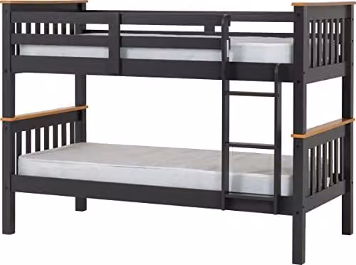 Seconique Neptune 3ft Single Bunk Bed Frame in Grey and Oak Effect