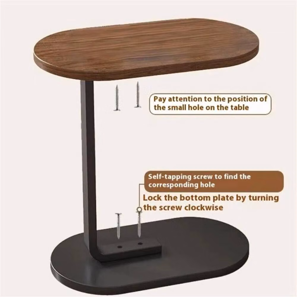 Nordara Brown C-Shaped Compact Side Table for Sofa or Laptop, W/D/H: 130 x 15 x 15 cm – 2