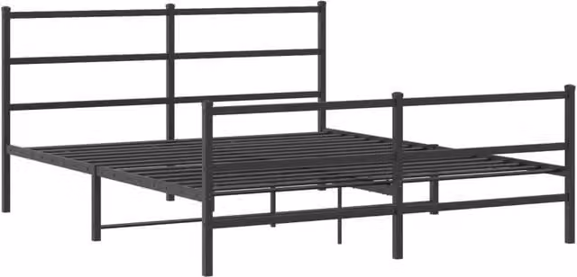 Berkfield Home Metal Bed Frame with Footboard, Black, W/D/H: 150 x 200 x 90 cm