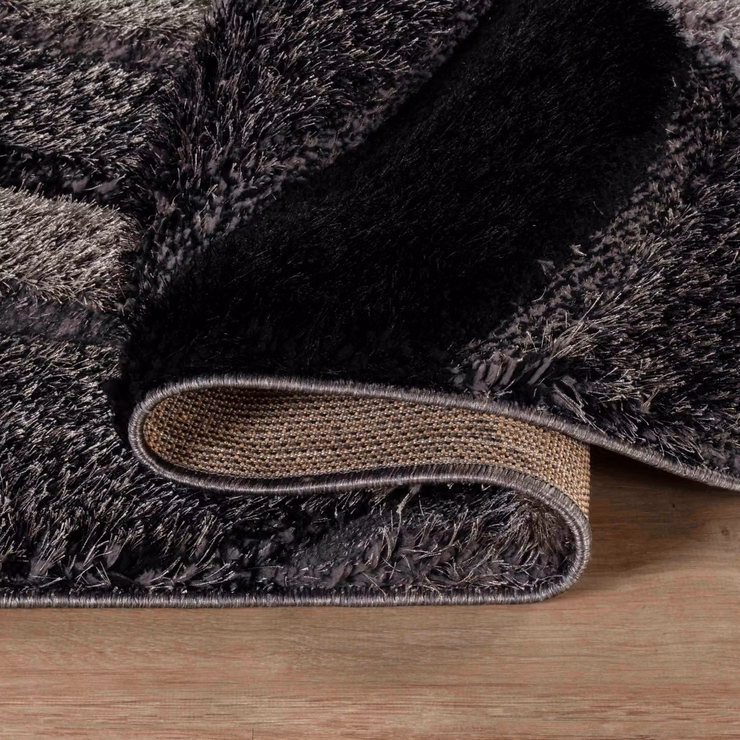Desire Rugs Modern Soft Swirl Shimmer Shaggy Area Rug in Grey, W: 80 cm, L: 150 cm – 3