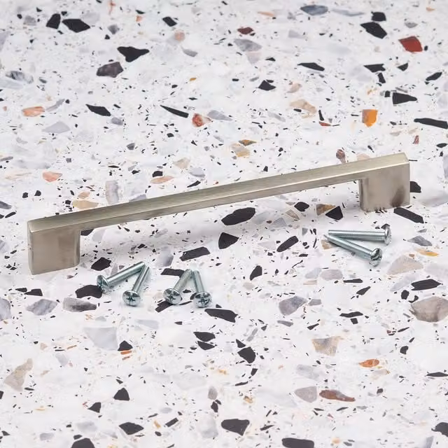 Brushed Nickel Thin Square D Handle, 160mm, Silver Aluminium Bar Handle