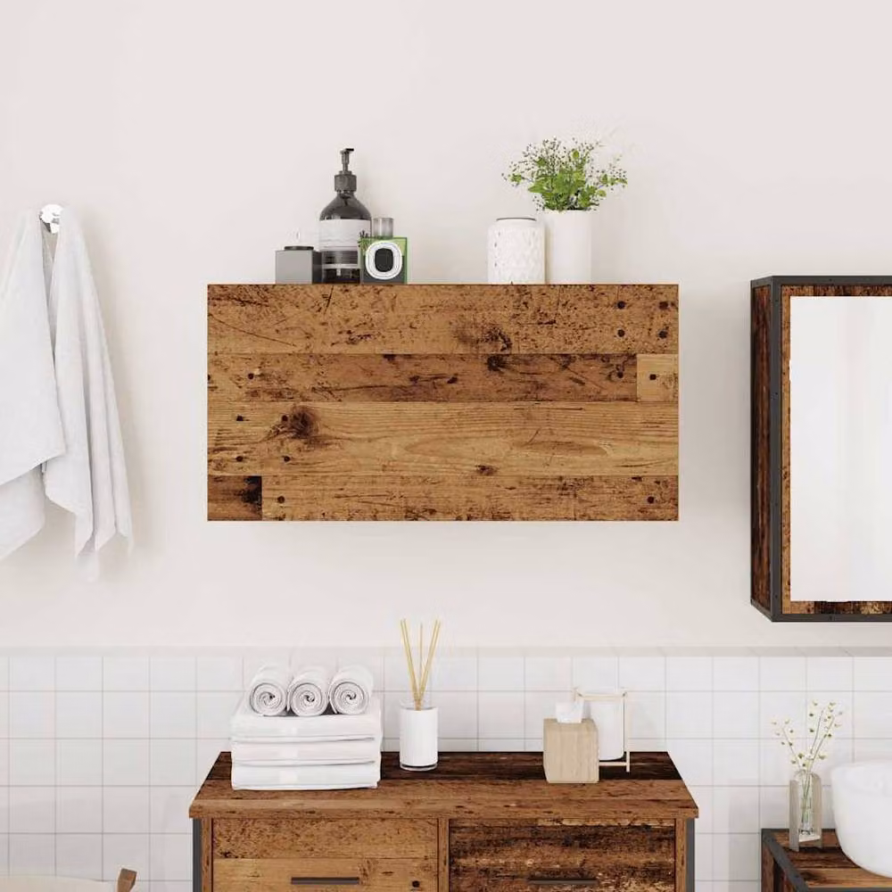 Berkfield Home Brown Old Wood Bathroom Wall Cabinet with Hinged Doors, W: 80 cm, D: 25 cm, H: 40 cm – 2