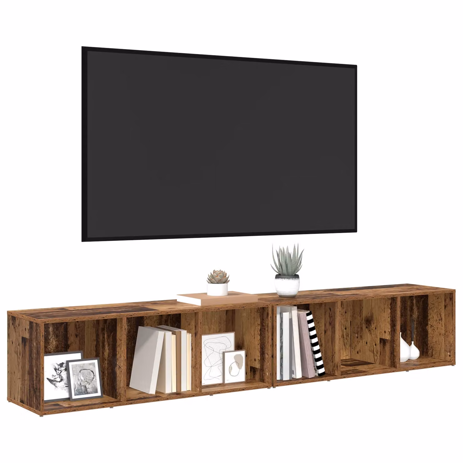 Berkfield Home 2-Piece Modern Cube Shelving Unit in Brown Old Wood Engineered Wood – 3
