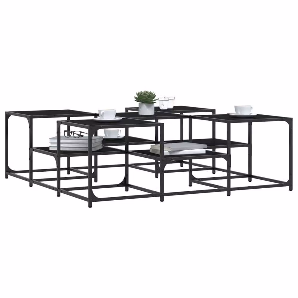 Berkfield Home Black Square Coffee Table in Engineered Wood, W/D/H: 121 x 121 x 40 cm – 3