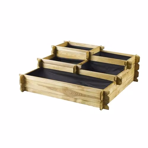 CERLAND Angelic 187L Wooden Raised Vegetable Garden Bed, Natural Brown, W/D/H: 100 x 100 x 36 cm