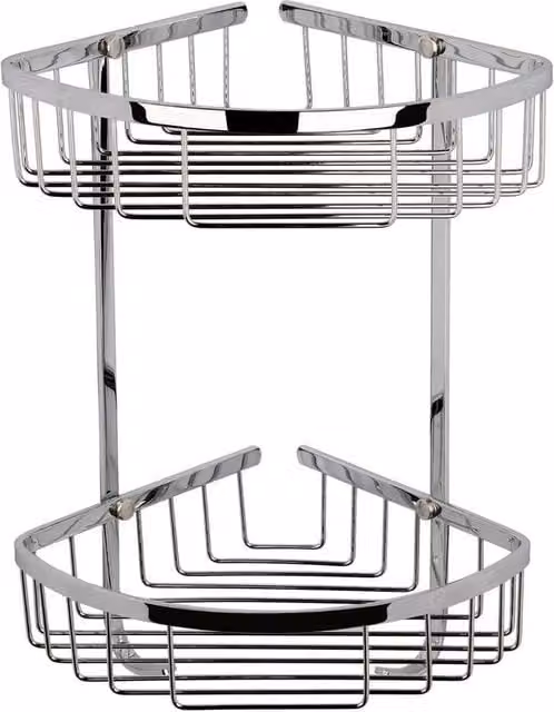 FLAVORA Large Heavy Duty Two-Tier Corner Wall Mounted Metal Shelf in Silver
