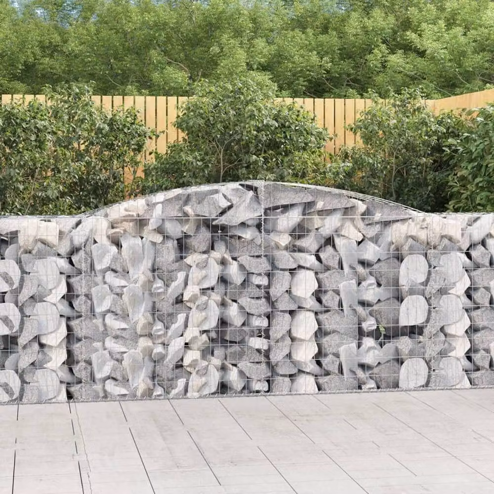 Berkfield Home Decorative Arched Gabion Baskets, 6 Piece Set, Galvanised Steel, Silver, W/D/H: 400 x 50 x 100/120 cm – 2