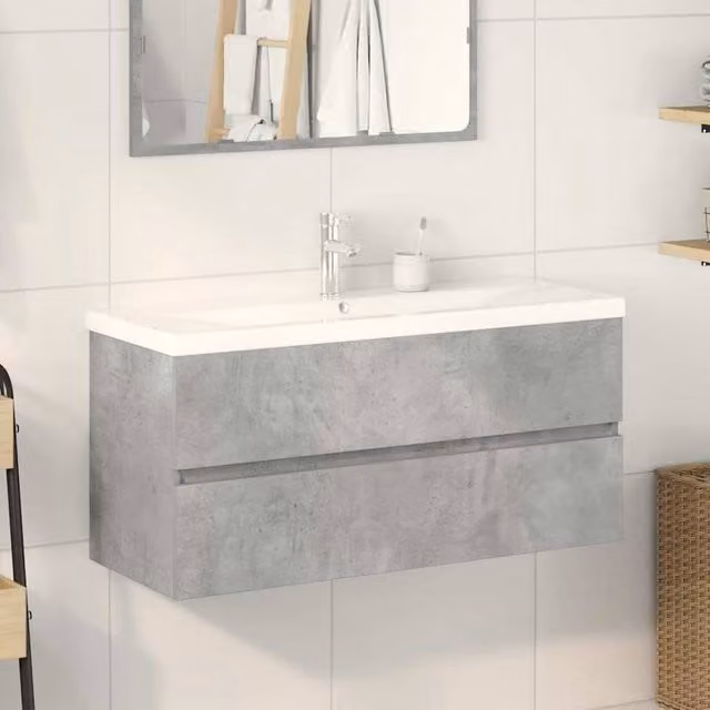 Berkfield Home 2 Piece Modern Bathroom Furniture Set in Grey and White