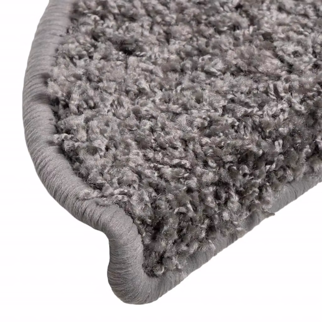 Berkfield Home Self-Adhesive Carpet Stair Treads, 15 Piece Set, Grey, W: 56 cm, D: 17 cm, H: 3 cm – 4