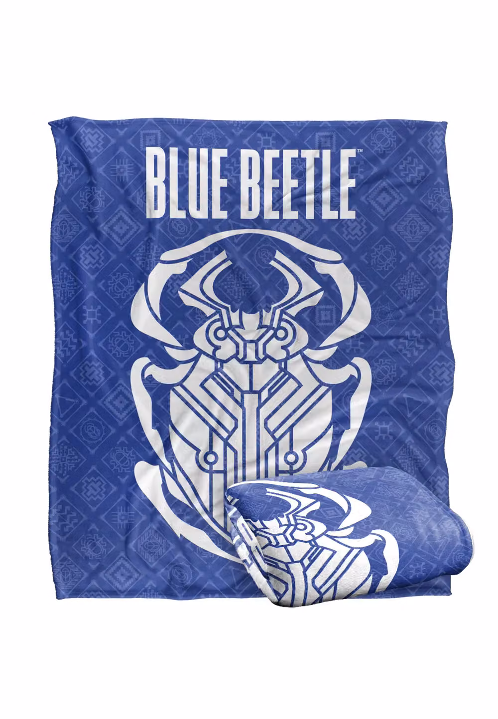 Blue Beetle (2023) Super Soft Throw Blanket with Circuit Beetle Logo in White and Blue, W: 152 cm, D: 127 cm – 2