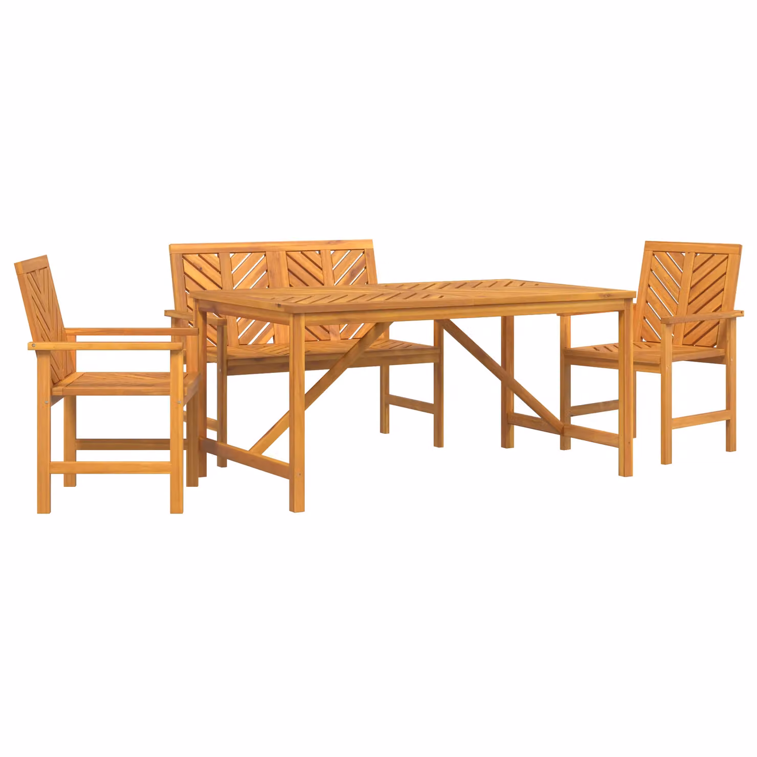 Berkfield Home 4 Piece Modern Geometric Garden Dining Set in Brown Oiled Acacia Wood – 2