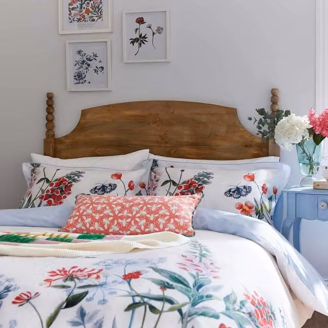 Joules Permaculture Border Single Duvet Cover and Pillowcase Set, Multicolour Cotton Percale