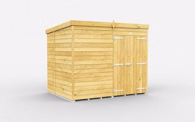 Buttercup Farm Brown Pent Shed with Double Doors and No Windows, L214 x W243 x H201 cm – 1