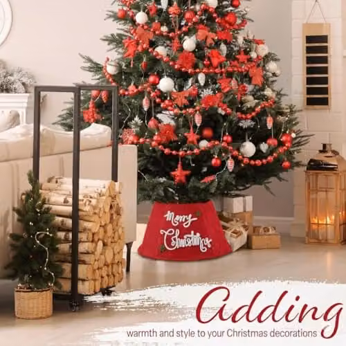 Deco Express Christmas Tree Skirt in Red and Multicolour – 6
