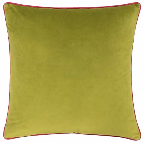 Furn Meridian Velvet Piped Square Cushion in Green and Pink, W/D/H: 45 x 45 x 45 cm