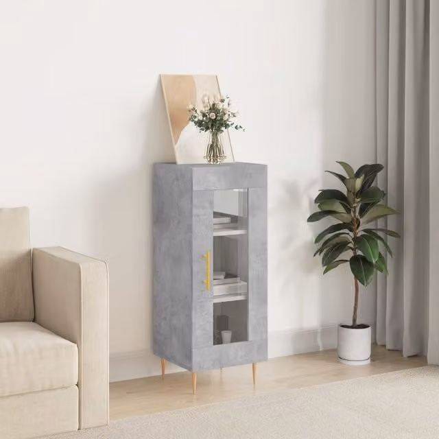 Berkfield Home Sideboard in Concrete Grey, W/D/H: 34.5 x 34.5 x 90 cm – 1