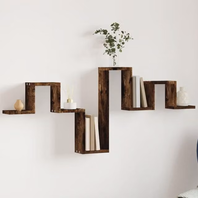 Berkfield Home Wall Shelf in Smoked Oak, Brown, W: 104.5 cm, D: 10 cm, H: 43 cm – 1