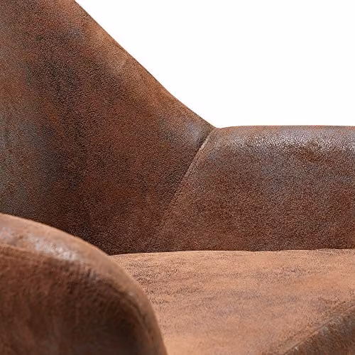 Teamson Home Midcentury Brown Fabric and Synthetic Leather Tub Armchair, W/D/H: 50.8 x 72.0 x 84.0 cm – 4