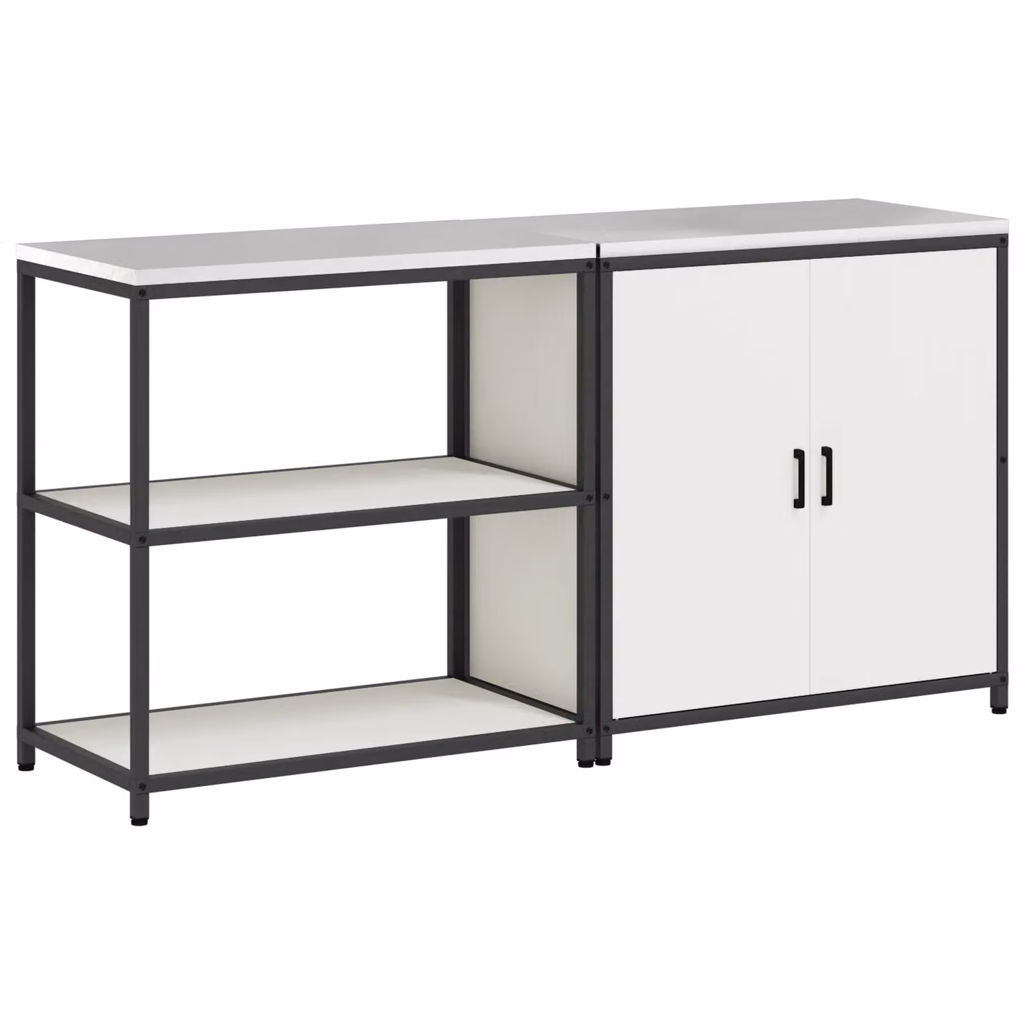 Berkfield Home 2-Piece Modern White Matt Metal Storage Unit with Adjustable Shelves and Hinged Doors – 2