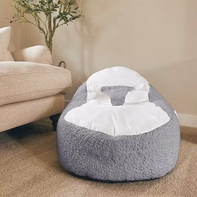 rucomfy Snug Gaga Baby Bean Bag, Soft and Supportive Newborn Seat, Grey – 1