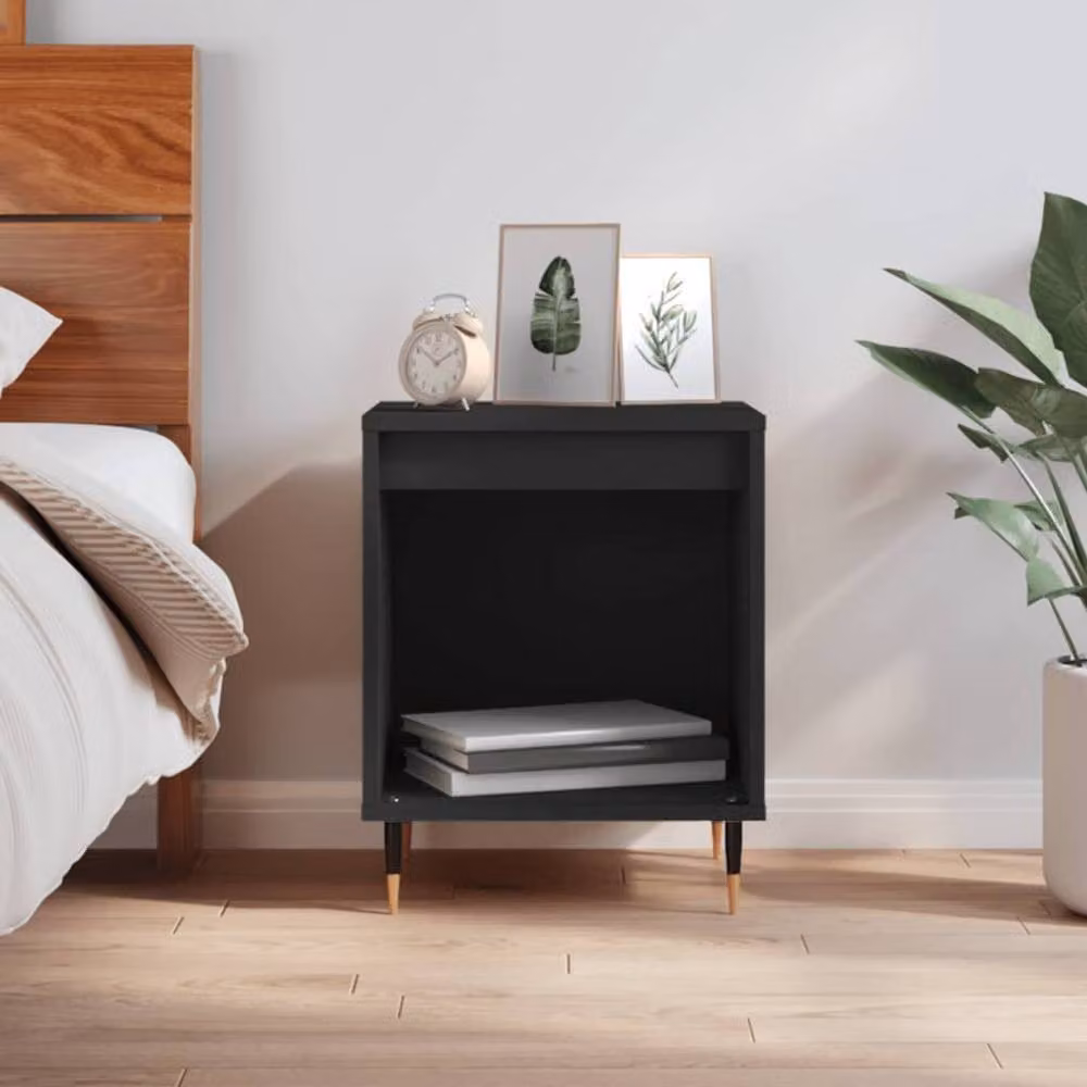 Berkfield Home Modern Black Bedside Cabinet W/D/H: 40 x 35 x 50 cm – 2