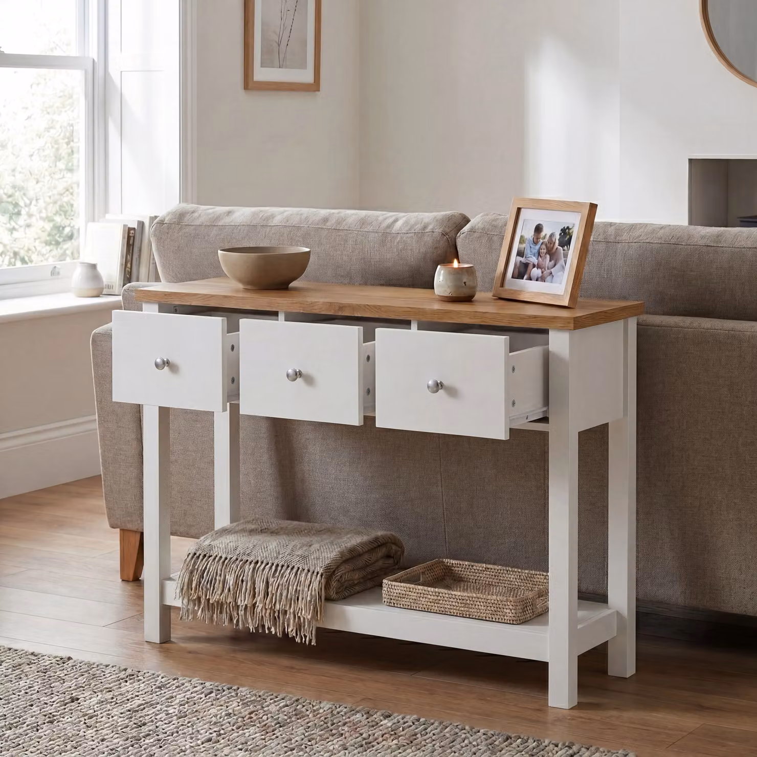 Vida Designs Arlington 3 Drawer Console Table Storage Organiser in White – 4