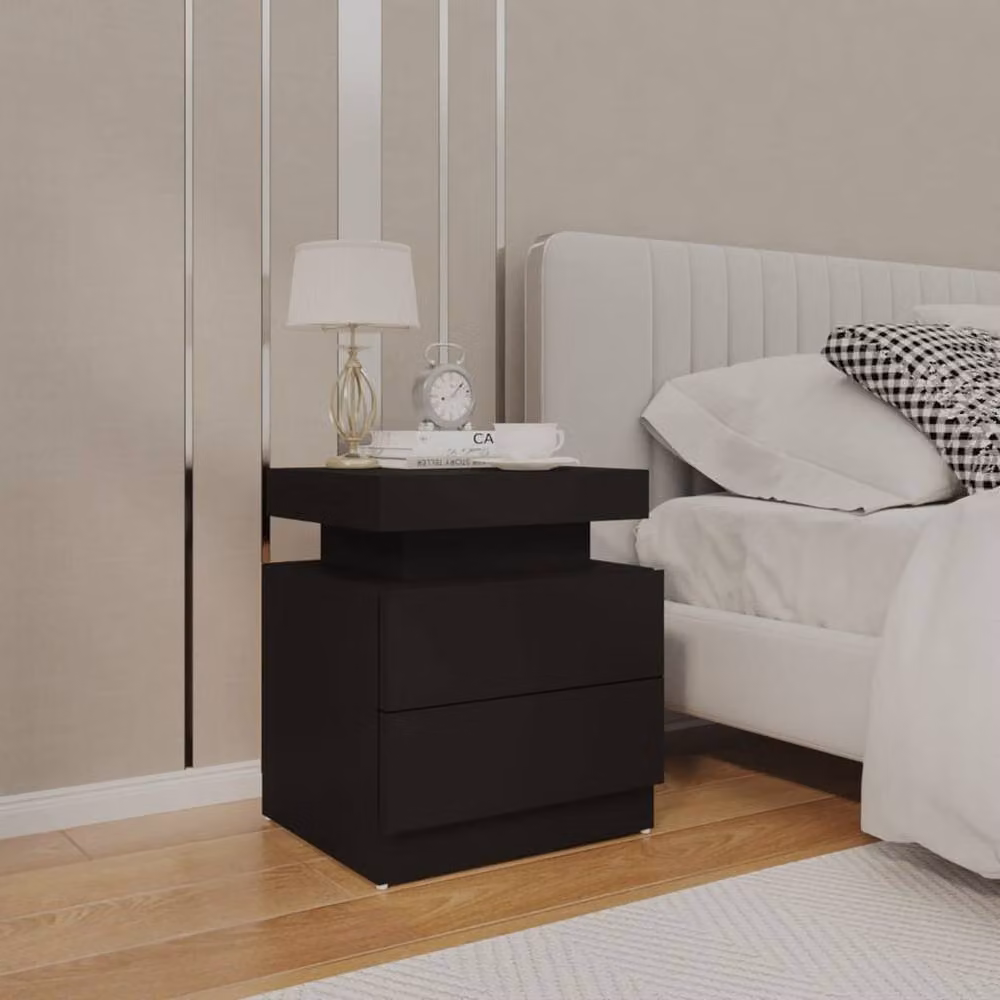Berkfield Home Black Modern Bedside Cabinet W/D/H: 45 x 35 x 52 cm – 2