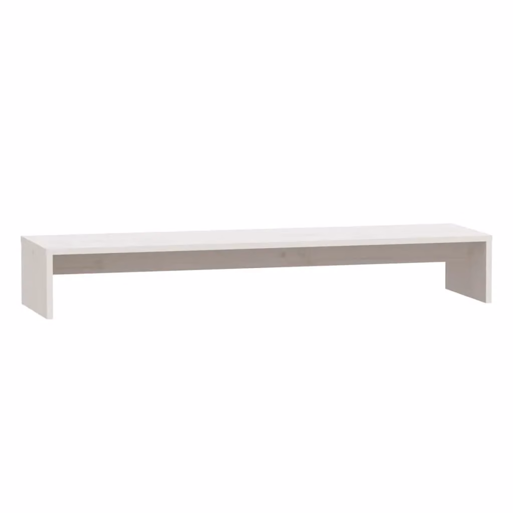 Berkfield Home White Solid Pine Wood Monitor Stand W/D/H: 100 x 27 x 15 cm – 2