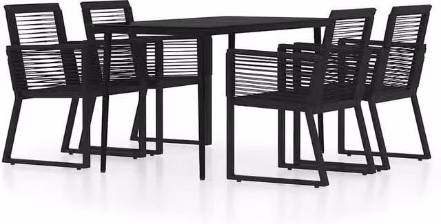 Berkfield Home 5 Piece Modern Garden Dining Set in Black – 1