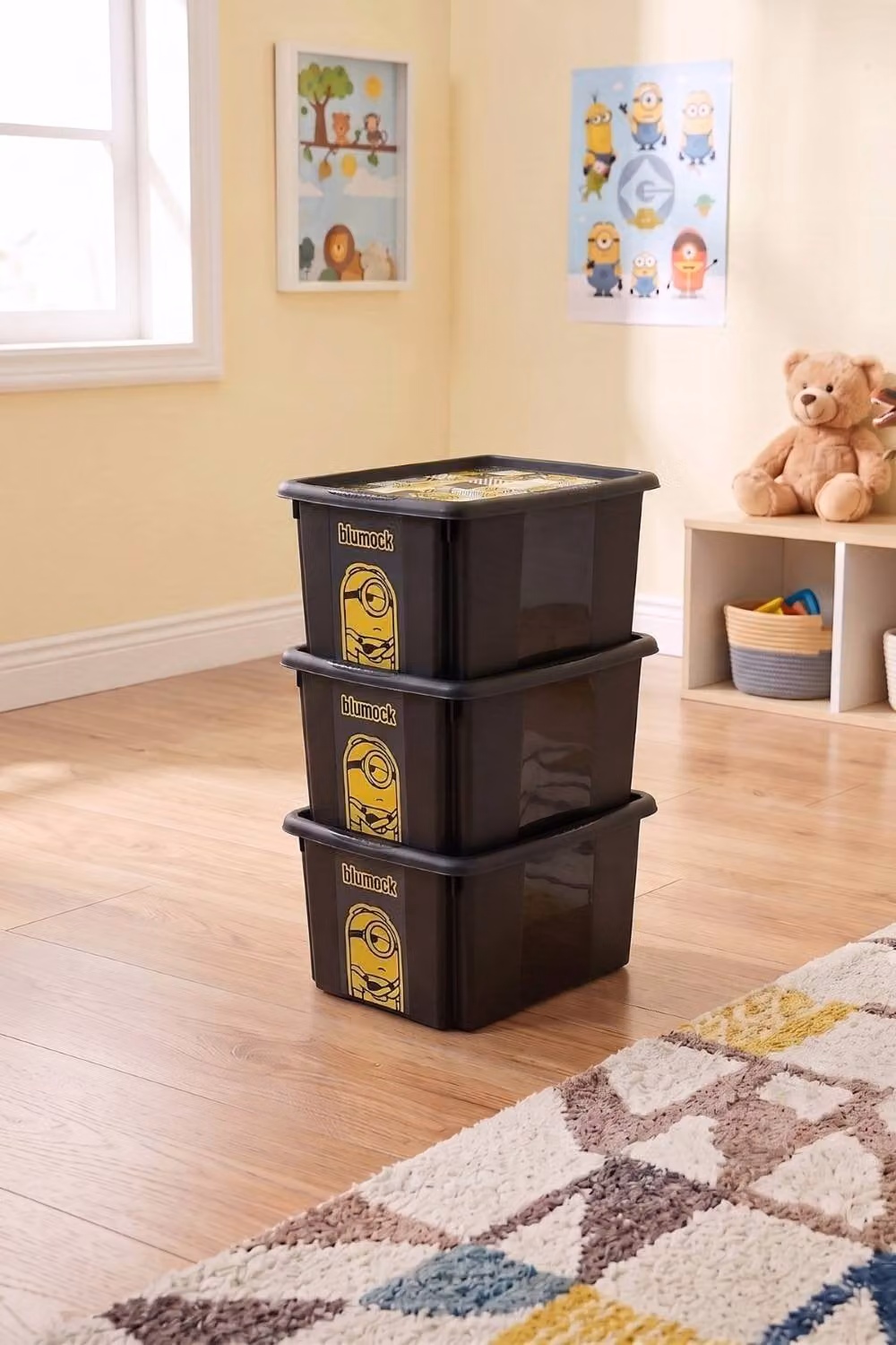 Keeeper Set of 3 Minions Turning Stacking Boxes, 15 Litre, Black – 2