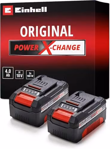Einhell PXC 18V 4.0Ah Lithium-Ion Battery Twin Pack, Red and Black