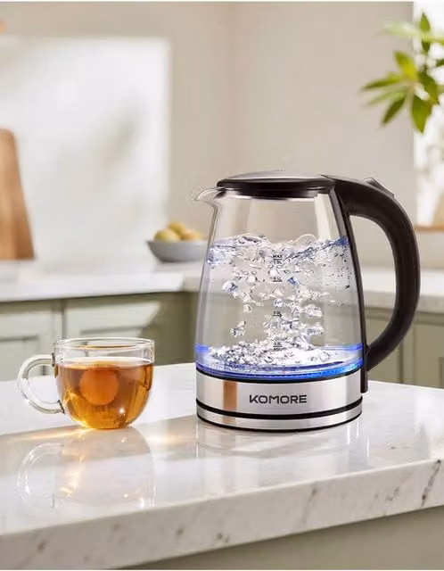 Living and Home 1.8L Glass Electric Kettle with Auto Shut-Off in Transparent – 1