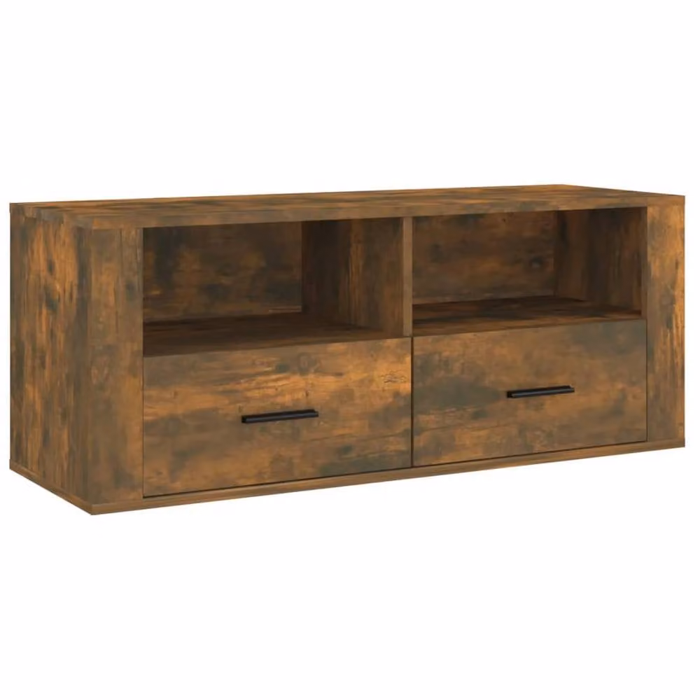 Berkfield Home Smoked Oak TV Cabinet in Brown, W/D/H: 100 x 35 x 40 cm – 2