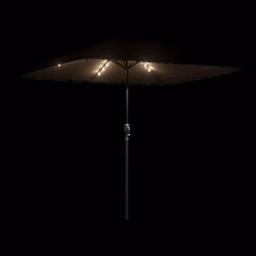 vidaXL Garden Parasol with LEDs and Steel Pole, Brown, W/D/H: 248 x 248 x 248 cm – 2