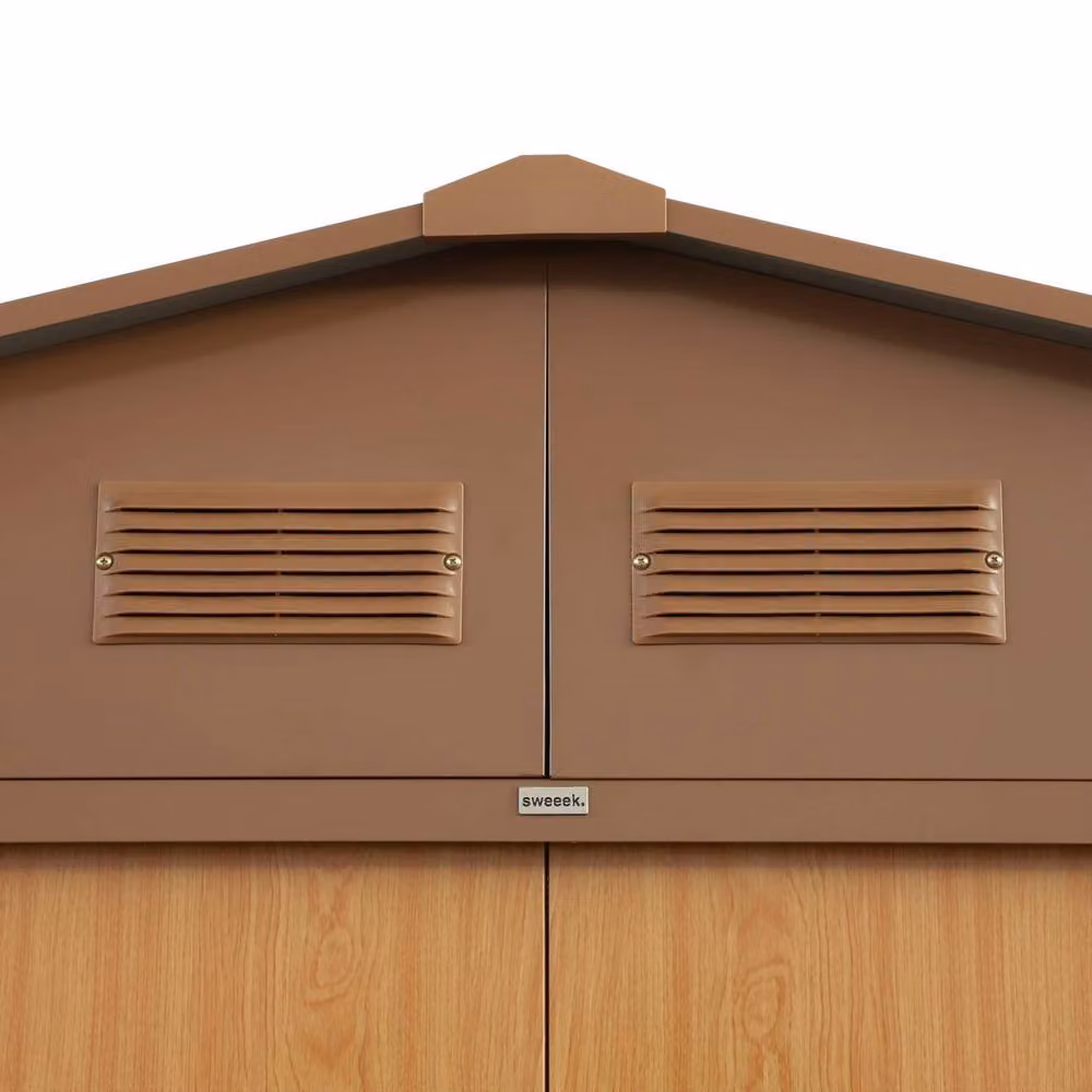 Sweek 8.84 m2 Metal Garden Storage Shed in Brown with Pent Roof and Galvanised Steel Construction – 3